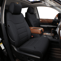 EKR Custom Fit Tundra Car Seat Covers for Toyota Tundra Double Cab & Crew Cab & CrewMax 2022 2023 2024 -Breathable Leatherette Auto Seat Covers(Full Set,Black)