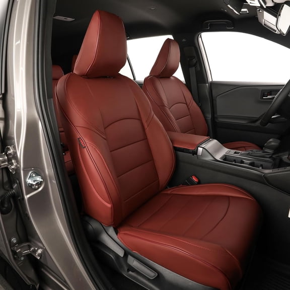 EKR Custom fit Prius Car Seat Covers for 2023 2024 2025 2026 Toyota Prius LE - Full Set Waterproof Leather Auto Seat Covers(Burgundy)