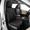 thumbnail image 1 of EKR Custom Prius V Car Seat Covers for 2012 2013 2014 2015 2016 2017 Toyota Prius V One, Two, Three, Four, Five - Full Set of Leatherette Car Seat Covers(Black with Red Trim), 1 of 7