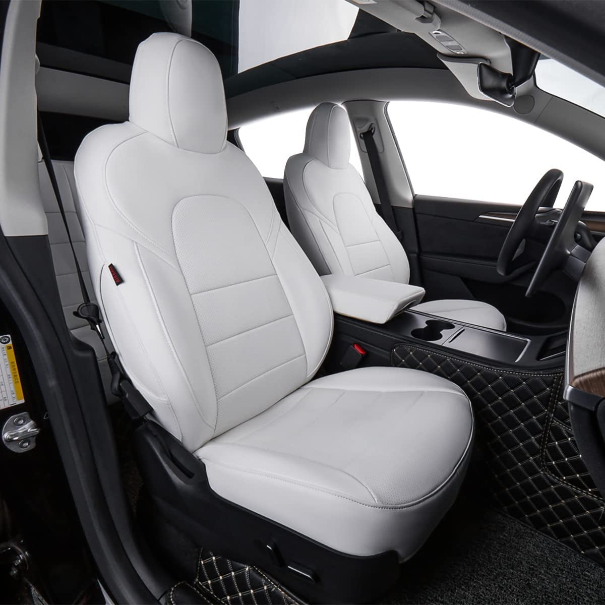 EKR Tesla Seat Covers Model Y White Car Seat Covers for Tesla