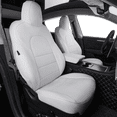thumbnail image 1 of EKR Custom Fit Model Y Car Seat Covers for Tesla Model Y 2020 2021 2022 2023 2024 2025 - Full Set Leather 5-Seater Saver( Pure White), 1 of 9