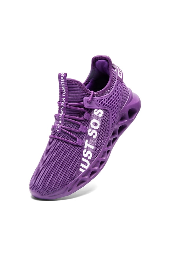Knit Lace-Up Sneakers, Lightweight Breathable Mesh Running Shoes, Non-Slip Comfort Casual Trainers with Hollow Out Sole for Gym & Everyday Wear