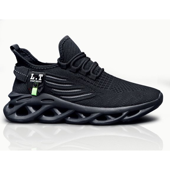 EKRBXA Knit No-Tie Sneakers, Lightweight Breathable Mesh Running Shoes, Non-Slip Comfort Casual Trainers with Wave Hollow Sole for Gym & Everyday Wear