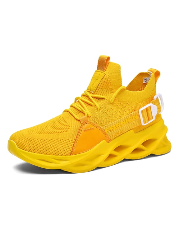 Knit No-Tie Sneakers, Lightweight Breathable Mesh Running Shoes, Non-Slip Comfort Casual Trainers with Wave Hollow Sole for Gym & Everyday Wear
