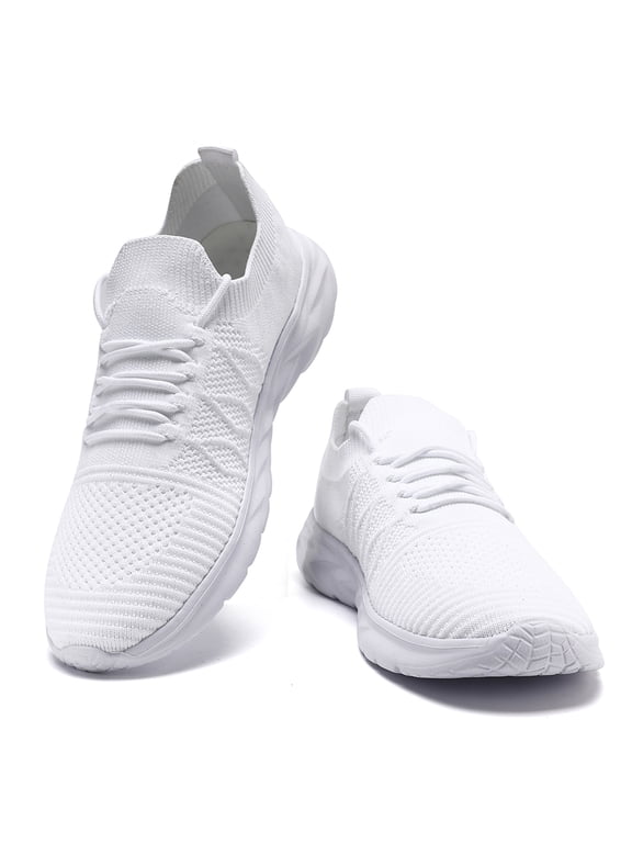 Knit No-Tie Sneakers, Lightweight Breathable Mesh Walking Shoes, Non-Slip Comfort Casual Athletic Shoes with Cloud Cushion Sole for Gym & Everyday Wear