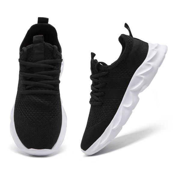 EKRBXA Lace-Up Running Sneakers, Lightweight Breathable Mesh Athletic Shoes, Non-Slip Comfort Air Cushion Trainers for Gym & Everyday Wear