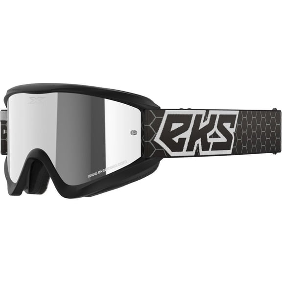 EKS Brand GOX Flat Out Mirror Goggles - Silver Lens OSFA Black/White