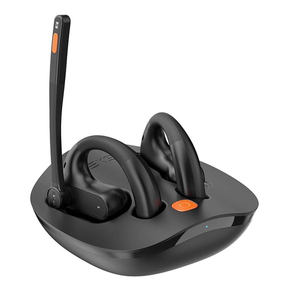 EKSAtelecom S30 Bluetooth Open-Ear Air-Conduction Headset with Microphone, True Wireless with Charging Case, Black