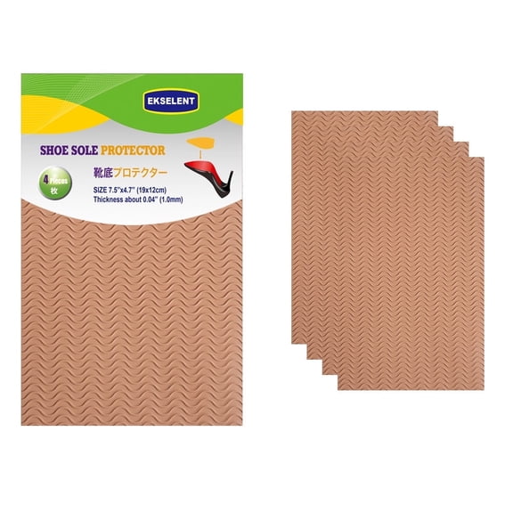 EKSELENT 2 Pairs (4 Pieces) Shoe Sole Protectors, Wave Pattern Shoe Bottom and Heel Non Slip Grips (Khaki)