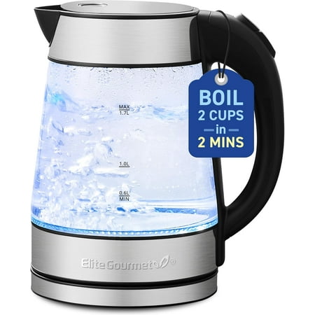 EKT-602 Electric BPA-Free Glass Kettle, Cordless 360° Base, Stylish Blue LED Interior, Handy Auto Shut-Off Function – Quickly Boil Water For Tea & More