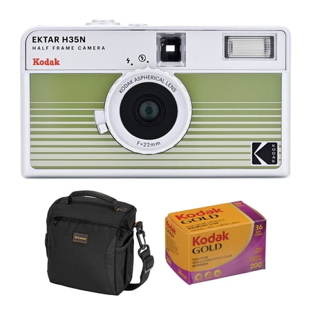 Kodak EKTAR H35N Half Frame Film Camera, Striped Green, Bundle with Kodacolor Gold 200 35mm Color Negative Roll Film and Slinger Alpine Shoulder Bag price history and forecast - Kodak RK0303 A