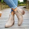 thumbnail image 1 of EKVAHL Ankle Booties for Women Cutout Casual Low Heeled Ankle Boots Comfortable Chunky Heel Dressy Booties Side Zipper Elegant Walking Short Boots, 1 of 5