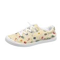 thumbnail image 1 of EKVAHL Christmas Lace Up Sneakers For Women, Seasonal Printed Canvas Shoes, Flat Daily Holiday Walking Shoes Great For City Strolls Yellow, 1 of 4