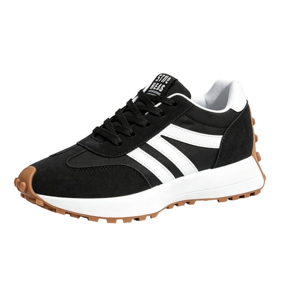 EKVAHL Chunky Sneakers for Women, Anti‑Slip Casual Tennis Shoes,Foam Insole Stable Daily Street Walking Sneakers Black