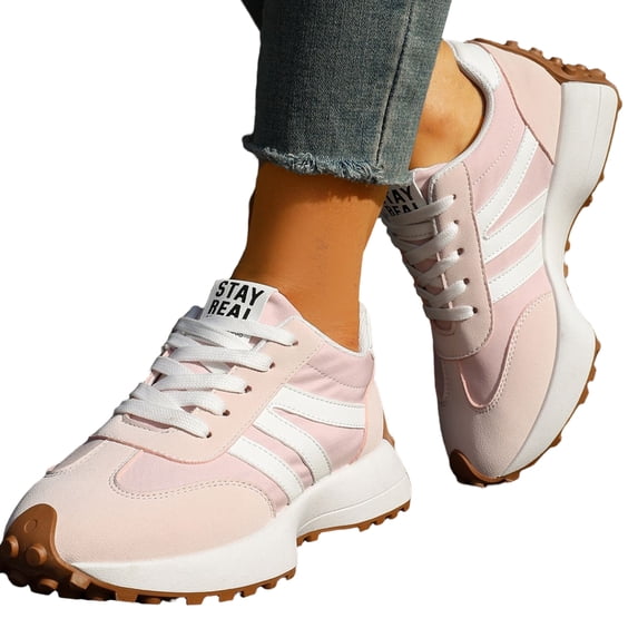 EKVAHL Chunky Sneakers for Women, Anti‑Slip Casual Tennis Shoes,Foam Insole Stable Daily Street Walking Sneakers Pink