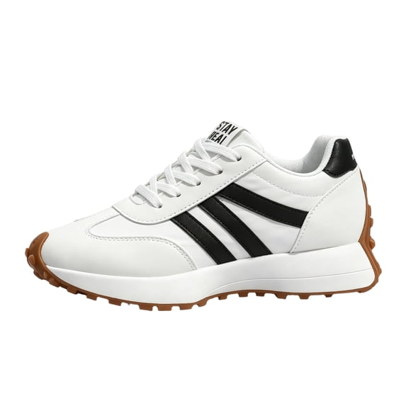 EKVAHL Chunky Sneakers for Women, Anti‑Slip Casual Tennis Shoes,Foam Insole Stable Daily Street Walking Sneakers White