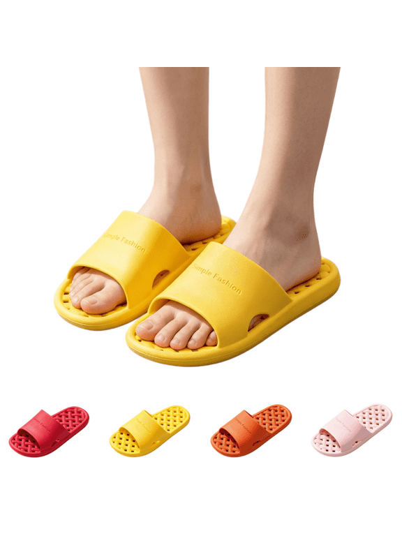 Cloud Slide Slippers for Men Women Lightweight Quick Dry House Slides Non Slip Dormitory Indoor Slides Massage Shower Shoes with Drain Holes Yellow
