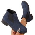 thumbnail image 1 of EKVAHL Fashion Short Booties For Women Low Heels Booties Slip On Elastic Fall Winter Short Boots Round Toe Casual Solid Suede Comfortable Bootie Outdoor Non-Slip Hiking Riding Boot Walking Shoes, 1 of 4