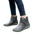 thumbnail image 1 of EKVAHL Flat Ankle Boots for Women Vintage Casual Short Ankle Boots Low Heel Lace Up Retro Leather Booties with Arch Support Comfortable Slip On Flat Shoes Fall Spring Winter, 1 of 4