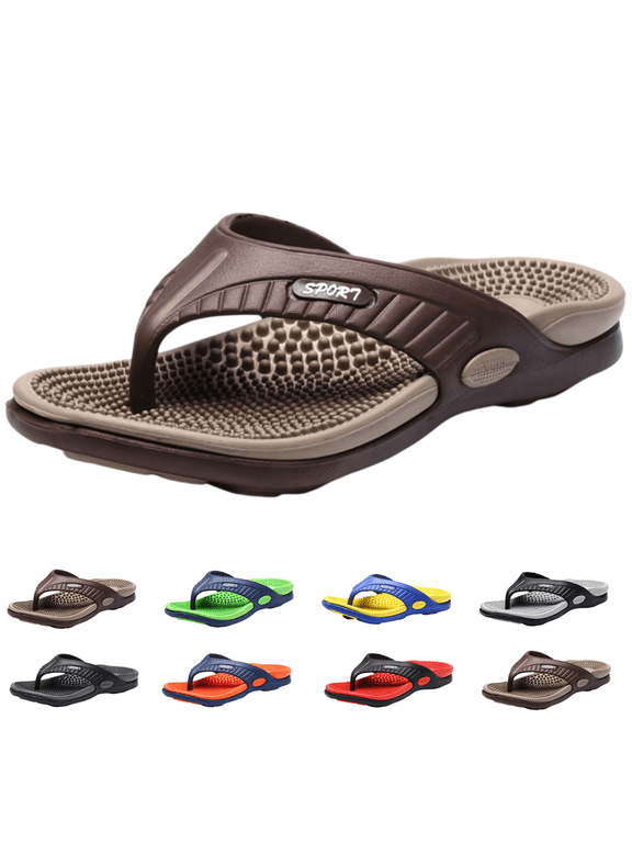 Flip-flops Massage Slippers with Arch Support,Men & Women Acupressure Massage Sandals,Relief Plantar Fasciitis Heel Arch Arthritis Pain,Summer Breathable Beach Shoes
