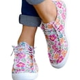 thumbnail image 1 of EKVAHL Floral Canvas Sneakers for Women, Low Top Lace Up Breathable Non Slip Fashion Slip Ons, Vacation Outdoor Daily Stylish Sneakers Pink, 1 of 4