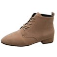 thumbnail image 1 of EKVAHL Lace Up Ankle Boots for Women, Suede Round Toe Flat Low Heel Booties, Daily Business Walking Shoes Brown, 1 of 6