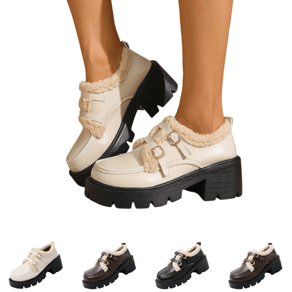 EKVAHL Loafers for Women Chunky Low Heel Oxfords Slip On Casual Shoes Fall Winter Outdoor Walking Work Shoes