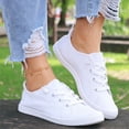 thumbnail image 1 of EKVAHL Low Top Canvas Sneakers for Women, Lace Up Flexible Cushioned Non Slip Casual Footwear, Daily Errands Outdoor Everyday Sneakers White, 1 of 3