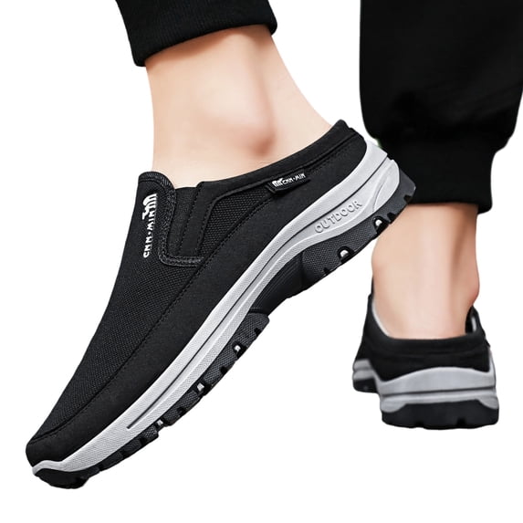 EKVAHL Men's Slip On Backless Mule Walking Shoes, Arch Support Lightweight Breathable Sneakers, Non-Slip Cushioned Outdoor Slide Shoes