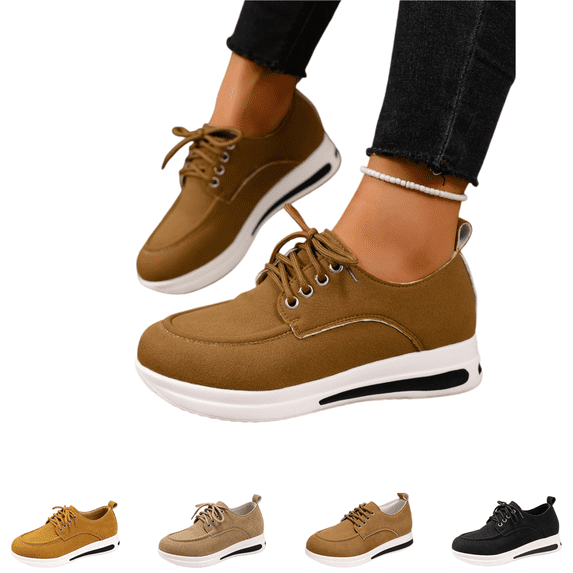 EKVAHL Orthopedic Dress Shoes for Women Lace Up Platform Casual Shoes, Soft Upper Comfort Walking Sneakers, Lightweight Non Slip Wedge Sole Daily Oxford Shoes