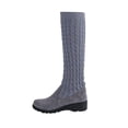 thumbnail image 1 of EKVAHL Orthopedic Knee High Boots for Women, Tall Booties Wedge Walking Shoes, Stretch Knit Fabric Arch Support Closed Toe Travel Fall Daily Boots Gray, 1 of 4