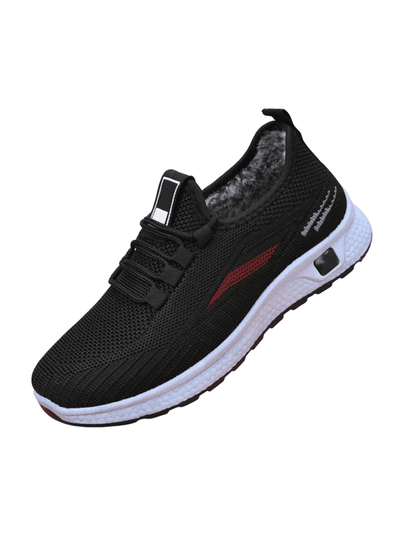 Orthopedic Lace Up Sneakers for Women, Knit Mesh Arch Support Wide Fit Rebound Cushioned Walking Shoes, Non Slip Daily Fitness Trainers Black