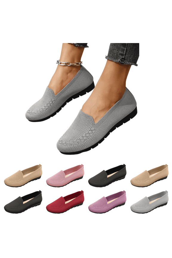 Orthopedic Loafers for Women 2026,Woven Arch Support Flats Non-Slip Wide Width Mesh Around Toe Loafer No Heels Dressy Walking Breathable Lightweight Comfortable Causal Vintage Shoes Gray