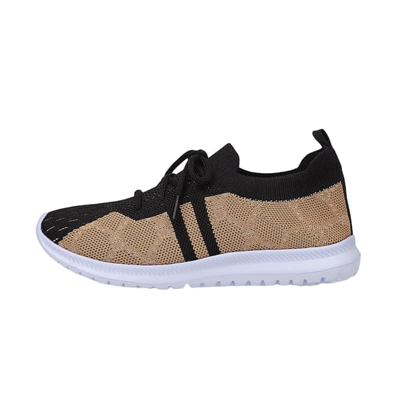 EKVAHL Orthopedic Shoes for Women, Breathable Lace‑Up Walking Sneakers, Lightweight Flexible Platform Athletic Shoes Black