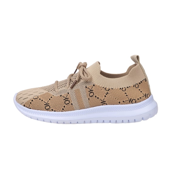 EKVAHL Orthopedic Shoes for Women, Breathable Lace‑Up Walking Sneakers, Lightweight Flexible Platform Athletic Shoes Brown