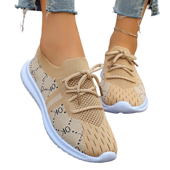 EKVAHL Orthopedic Shoes for Women, Breathable Lace‑Up Walking Sneakers, Lightweight Flexible Platform Athletic Shoes Yellow