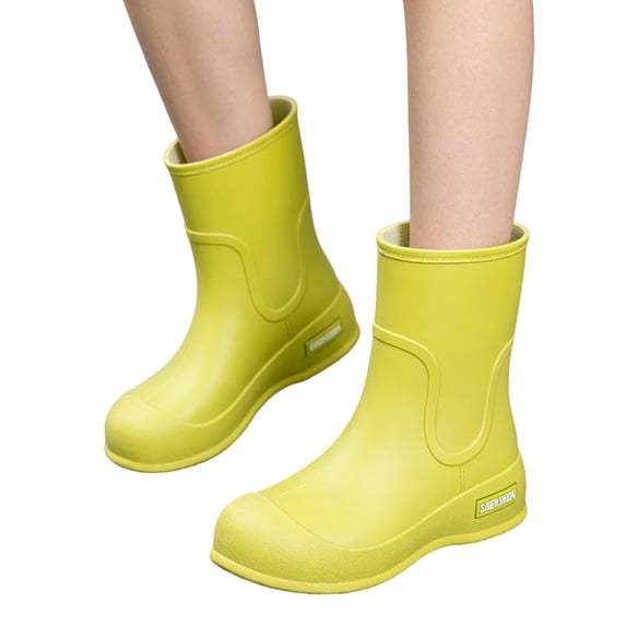 EKVAHL Orthopedic Slip On Rain Boots for Women, PVC Waterproof Garden Booties, Arch Support Outdoor Fishing Walking Shoes Green