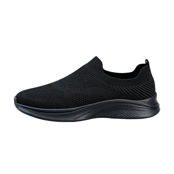EKVAHL Orthopedic Slip On Shoes for Men, Stretch Knit Breathable Walking Sneakers, Non Slip EVA Outsole Travel Daily Gym Shoes Black