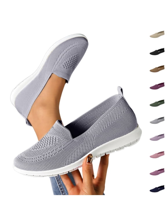 Orthopedic Slip on Walking Shoes for Women Slip-on Comfortable Embroidered Arch Support Wide Width Lightweight Work Sneakers Nurse Shoes for Women