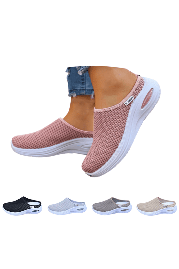 Orthopedic Sneakers for Women, Breathable Mesh Slip-On Shoes, Arch Support Wide Width Diabetic Footwear, Summer Nurse Shoes for Daily Wear Pink