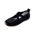 thumbnail image 1 of EKVAHL Orthopedic Sneakers for Women, Adjustable Strap Casual Ballet Flats, Closed Round Toe Lightweight Walking Flats for Shopping City Stroll Black, 1 of 6