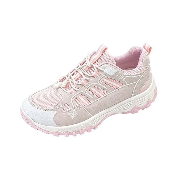 EKVAHL Orthopedic Sneakers for Women, Faux Suede Accent Outdoor Hiking Shoes, Backyard Mountain Trekking Walking Shoes Pink