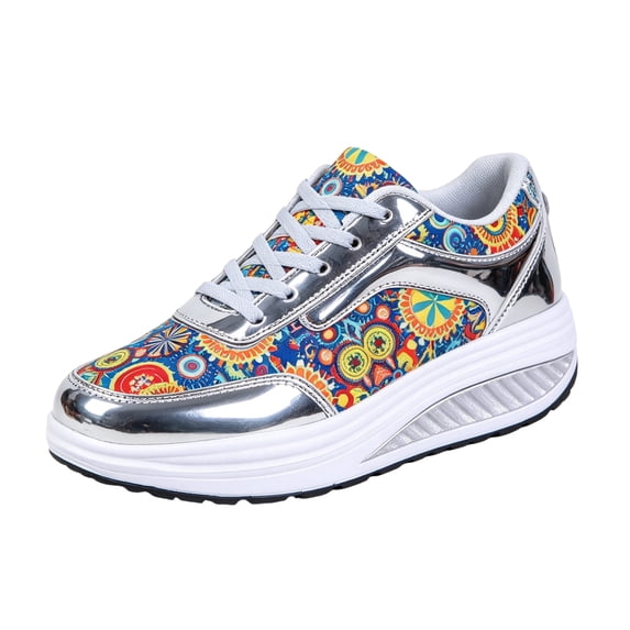 EKVAHL Orthopedic Sneakers for Women, Platform Printed Tennis Shoes, Arch Support Relaxed Travel Everyday Outdoor Walking Sneakers White