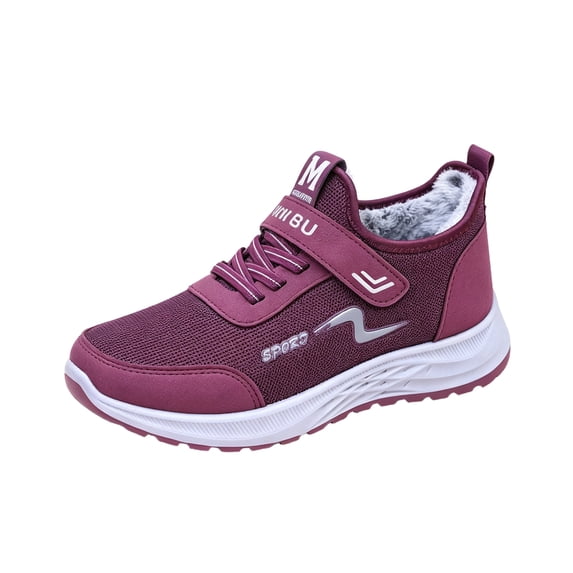 EKVAHL Orthopedic Winter Sneakers for Women, Faux Fleece Lined Tennis Shoes, Mesh Upper Wide Width Walking Shoes Purple