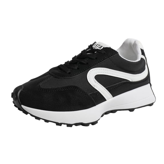 EKVAHL Retro Sneakers for Women, All Season Walking Shoes, Non Slip Rubber Sole Supportive Outdoor Tennis Shoes Black