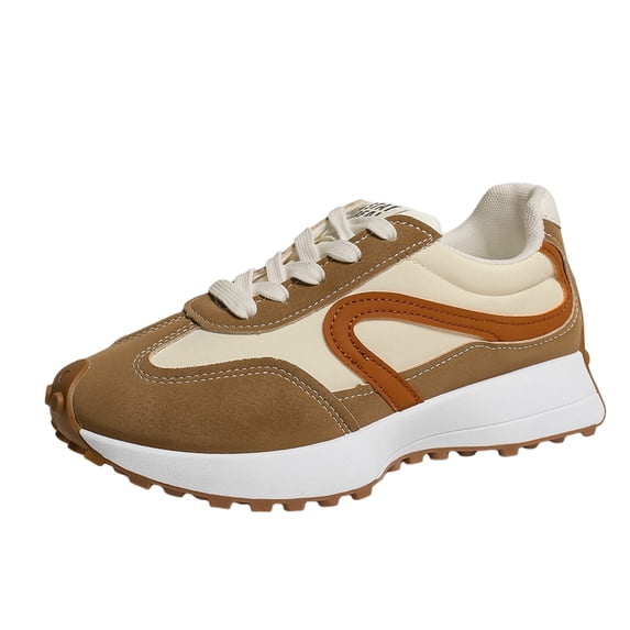 EKVAHL Retro Sneakers for Women, All Season Walking Shoes, Non Slip Rubber Sole Supportive Outdoor Tennis Shoes Brown
