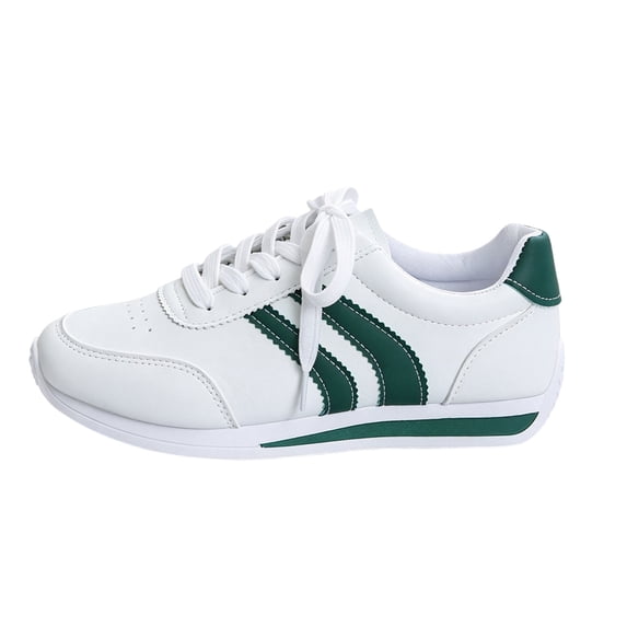 EKVAHL Retro Sneakers for Women, Faux Leather Daily Tennis Shoes, Rubber Outsole Lightweight Athletic Walking Shoes Green