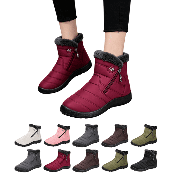 EKVAHL Snow Boots for Women Winter Warm Waterproof Orthopedic Shoes Non Slip Comfortable Ankle Sneakers with Arch Support Outdoor Slip on Lightweight Soft Walking Booties