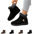 thumbnail image 1 of EKVAHL Snow Shoes for Women Fuzzy Faux Suede Ankle Booties Side Zipper Warm Lined Wedge Short Boots Lug Sole Anti-Slip Winter Walking Shoes Booties, 1 of 6