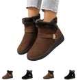 thumbnail image 1 of EKVAHL Snow Shoes for Women Fuzzy Faux Suede Ankle Booties Side Zipper Warm Lined Wedge Short Boots Lug Sole Anti-Slip Winter Walking Shoes Booties, 1 of 6